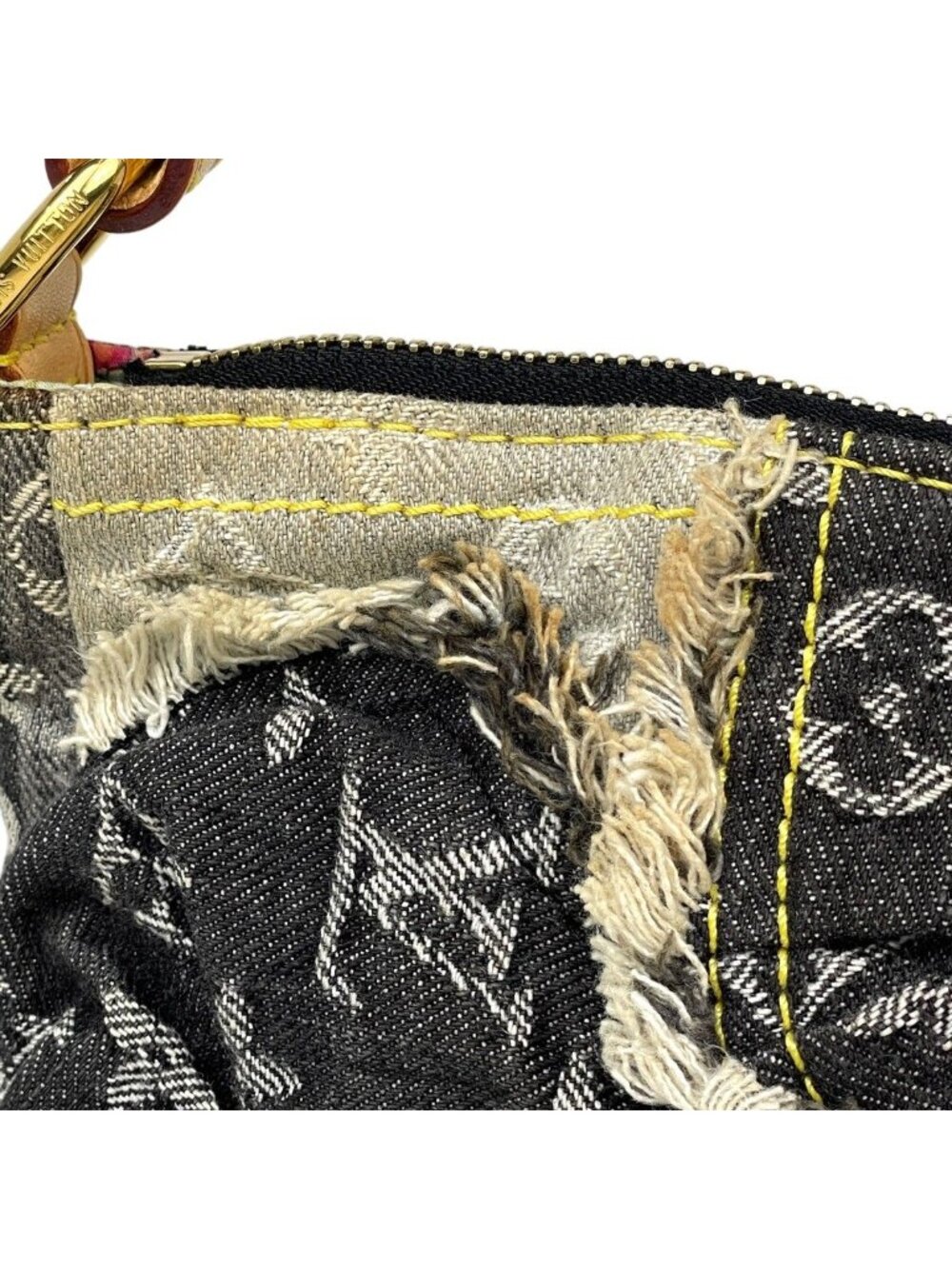 Louis Vuitton Pouch Monogram Denim Patchwork Shoulder Bag Black Gray - Picture 5 of 10